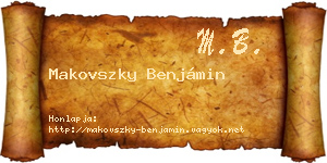 Makovszky Benjámin névjegykártya